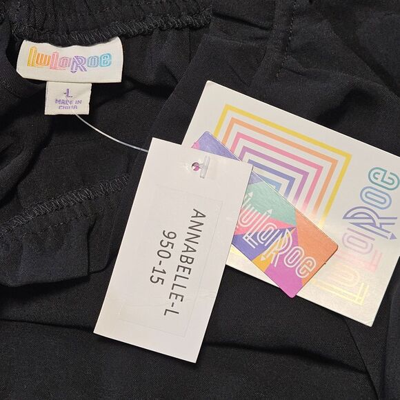 LuLaRoe Dress Size L Anabelle Black Button Back Unlined - Picture 9 of 10